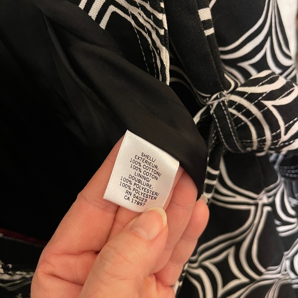Banana Republic Black and White Geometric Trench Coat W L, Spring/Summer/Fall - Picture 6 of 10
